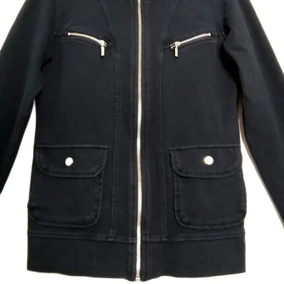 Style & Co.Black Mock Neck Zip Up 95% Cotton Athletic Jacket Comfort Sz S - Picture 2 of 7